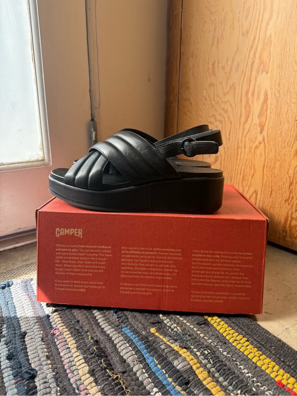 Camper Leather Cross-Strap Slingback Platform Sandals - Women's